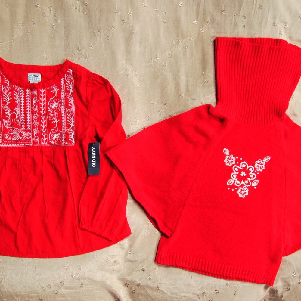 NWT/EUC Sz. 5T Girl LOT OF 2 Old Navy Shirt & Batwing Sweater Boho Hippie